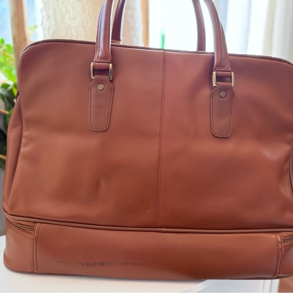 Hammacher Schlemmer Leather Overnight Bag - Brown - Picture 2 of 5